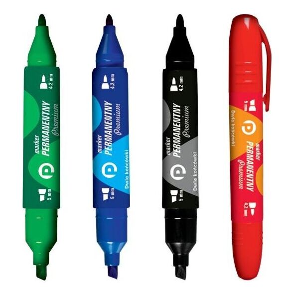 Tetis Marker permanentny KM502 czarny 2 koĹ„cĂłwki