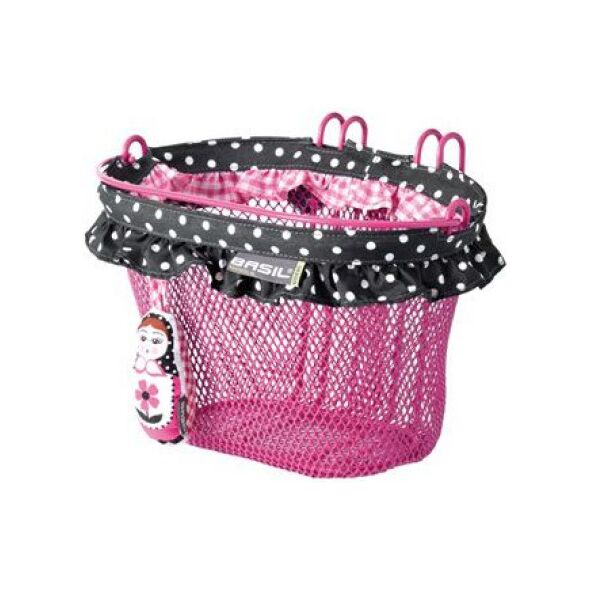Basil Kosz na kierownicę JASMIN BABOUSHKA BASKET JUNIOR mocowanie na haki 12"-20", stalowy różowy (BAS-30124)