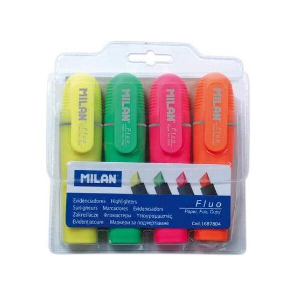 Milan ZakreĹ›lacz Fluo pĹ‚aski 4 kolory 1687804