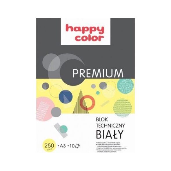 Happy Color Blok techniczny Premium A3 10k biały 250g