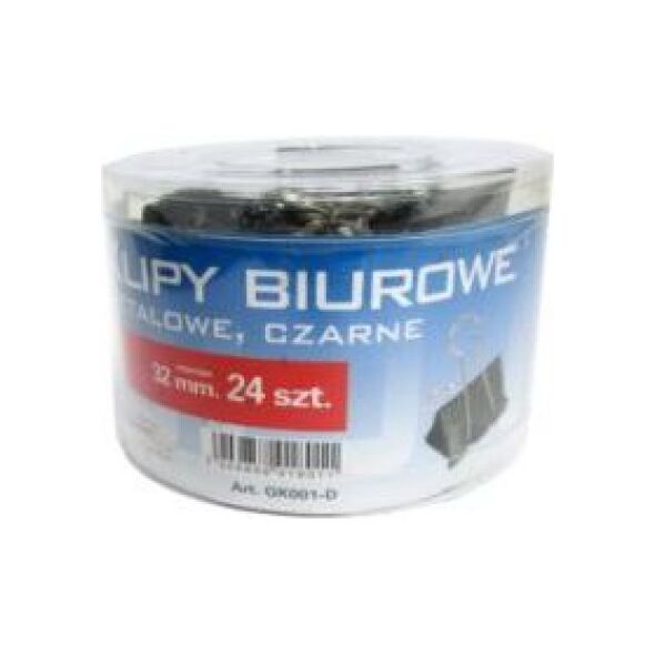 Tetis Klipy biurowe 32 mm czarne