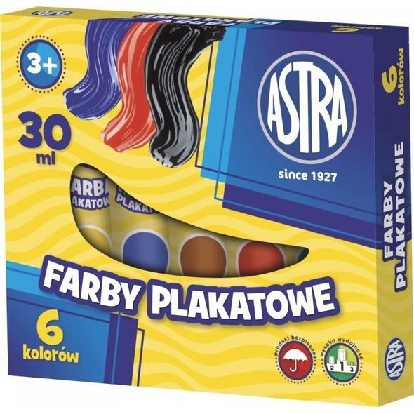 Astra Farby plakatowe 6 kolorĂłw/30 ml w tubach