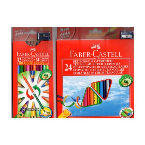 Faber-Castell Kredki 12 kolorĂłw trĂłjkÄ…tne Eco z temperĂłwkÄ…