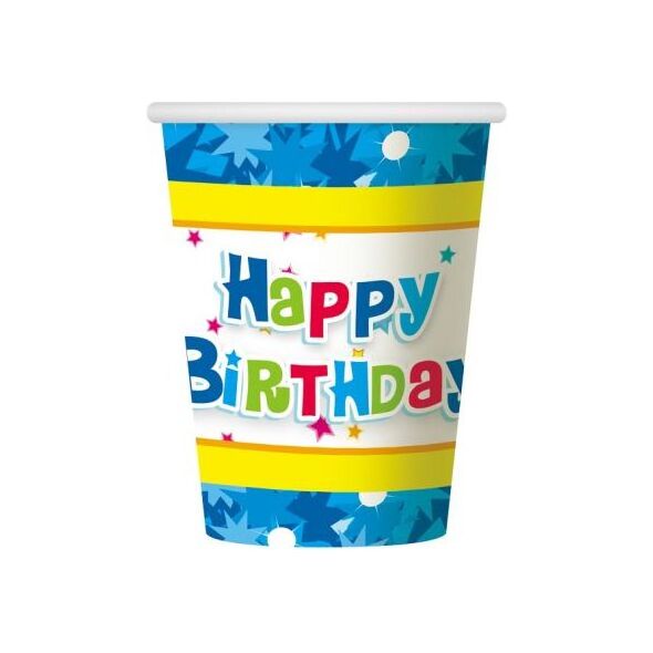 GoDan kubeczki papierowe Happy Birthday niebieskie (17078)
