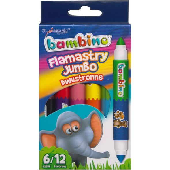 St. Majewski Flamastry dwustronne 12 kolorĂłw Jumbo Bambino