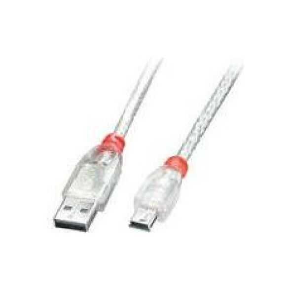 Kabel USB Lindy USB-A - miniUSB 2 m Przezroczysty (41783)