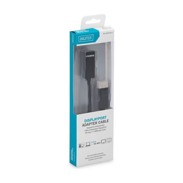 Adapter AV Digitus DisplayPort - HDMI czarny (DB-340400-001-S)
