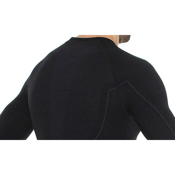 Brubeck Koszulka męska z długim rękawem Active Wool czarna r. L (LS12820)