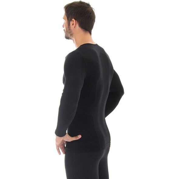 Brubeck Koszulka męska z długim rękawem COMFORT WOOL czarna r. XL (LS11600)