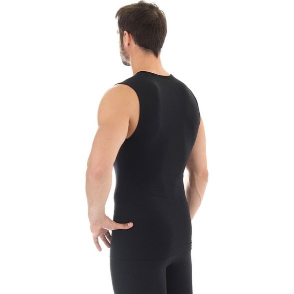 Brubeck Koszulka męska bez rękawów COMFORT WOOL czarna r. L (SL10160)