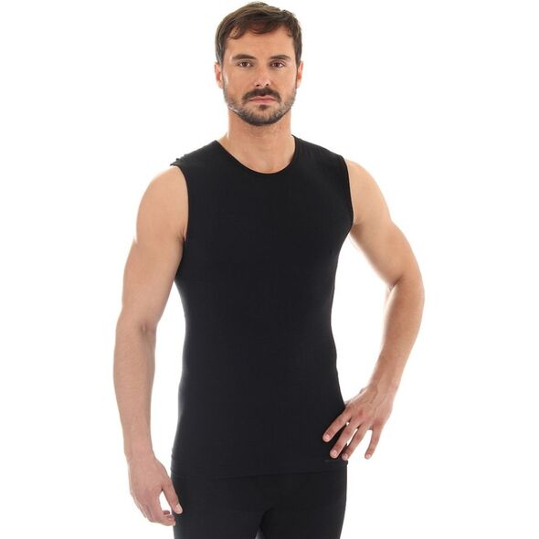 Brubeck Koszulka męska bez rękawów COMFORT WOOL czarna r. XL (SL10160)