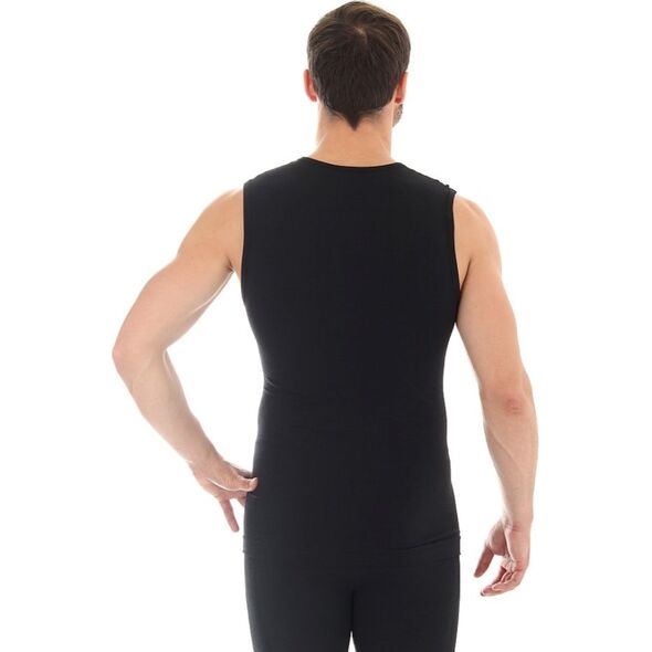Brubeck Koszulka męska bez rękawów COMFORT WOOL czarna r. XL (SL10160)