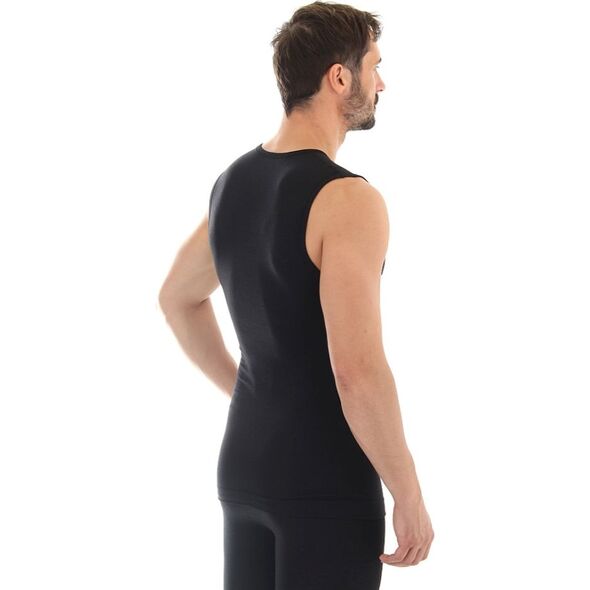 Brubeck Koszulka męska bez rękawów COMFORT WOOL czarna r. XL (SL10160)