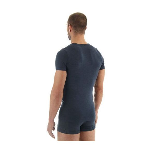 Brubeck Koszulka męska z krótkim rękawem COMFORT WOOL granatowa L (SS11030)