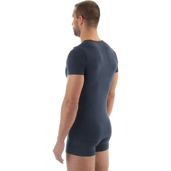 Brubeck Koszulka męska z krótkim rękawem COMFORT WOOL granatowa r. XL (SS11030)