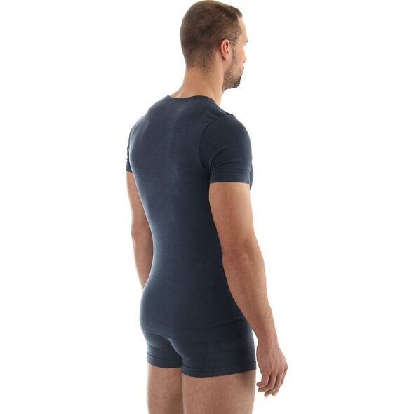 Brubeck Koszulka męska z krótkim rękawem COMFORT WOOL granatowa r. XL (SS11030)
