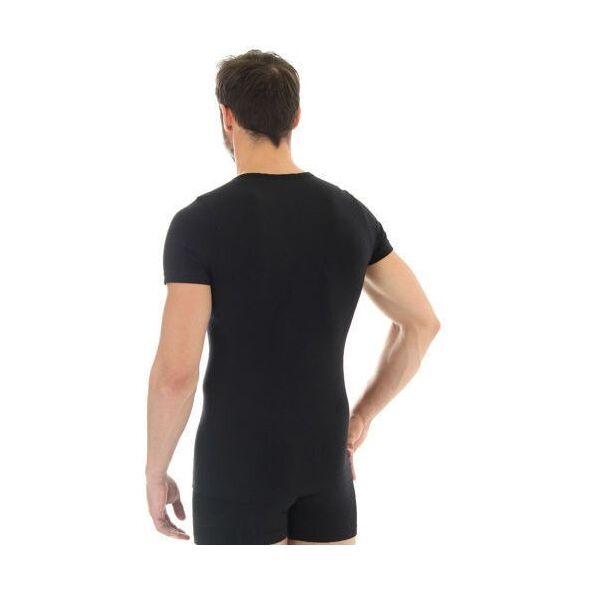 Brubeck Koszulka męska z krótkim rękawem Comfort Wool czarna r. L (SS11030)