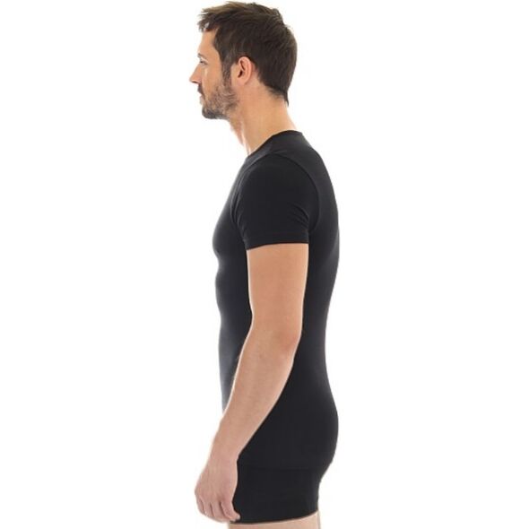 Brubeck Koszulka męska z krótkim rękawem COMFORT WOOL czarna r. XL (SS11030)