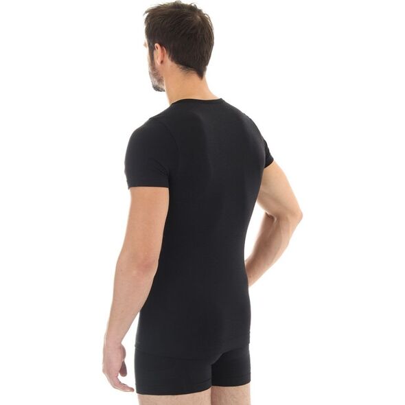 Brubeck Koszulka męska z krótkim rękawem COMFORT WOOL czarna r. XL (SS11030)