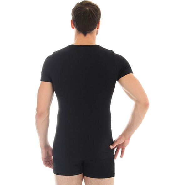 Brubeck Koszulka męska z krótkim rękawem COMFORT WOOL czarna r. XL (SS11030)
