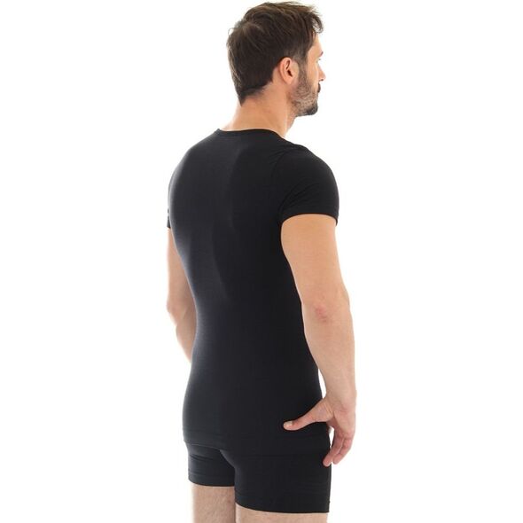 Brubeck Koszulka męska z krótkim rękawem COMFORT WOOL czarna r. XXL (SS11030)