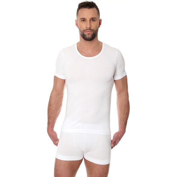 Brubeck Koszulka męska z krótkim rękawem Comfort Cotton biała r. XXL (SS00990A)