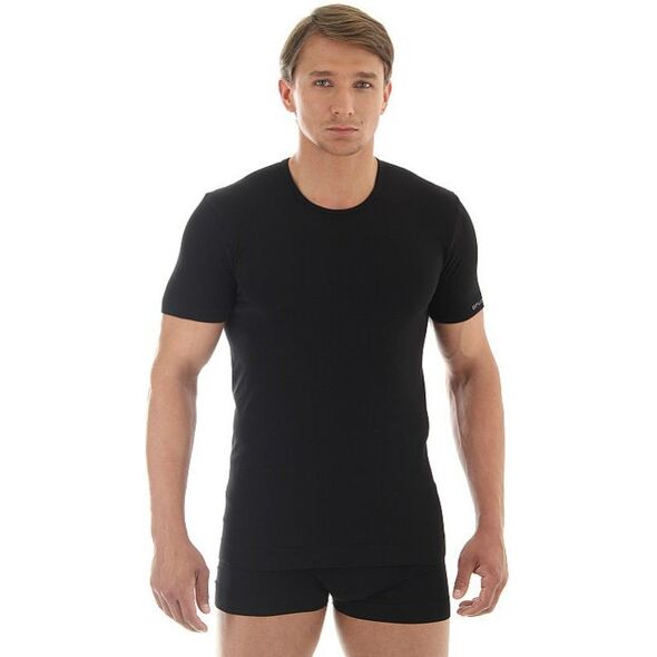Brubeck Koszulka męska z krótkim rękawem Comfort Cotton czarna r. S (SS00990A)