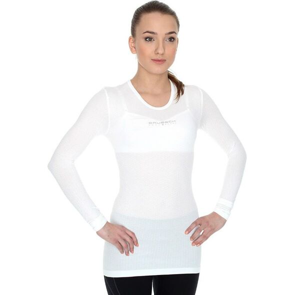 Brubeck Koszulka unisex z długim rękawem biała r. M (LS10850)