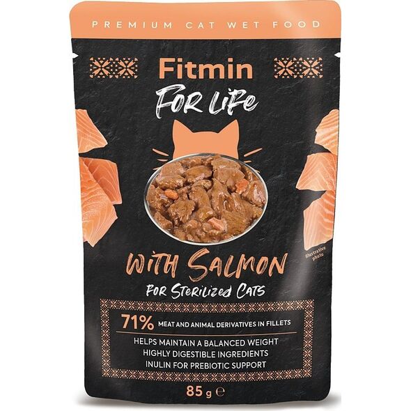 Fitmin  For Life saszetka fileciki z łososia w sosie dla kotów sterylizowanych 85g