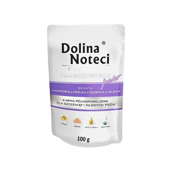 Dolina Noteci PREMIUM JUNIOR MAŁE RASY WĄTRÓBKĘ Z KRÓLIKA Z OZORAMI Z JELENIA 100 g