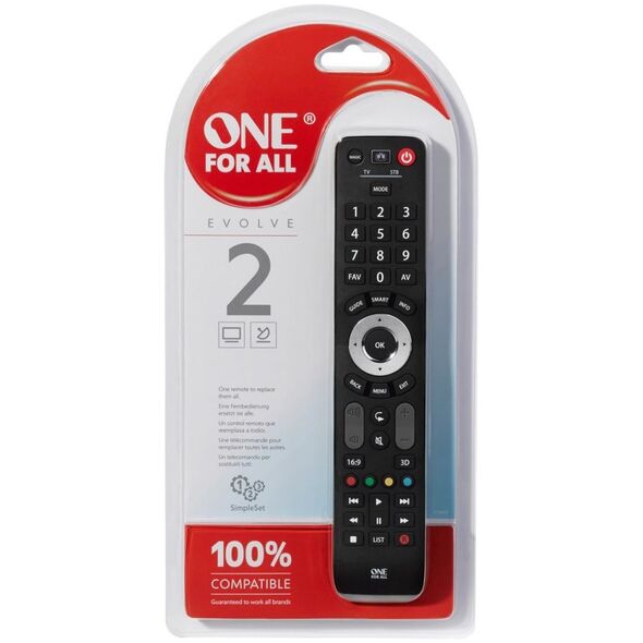 Pilot RTV One For All uniwersalny do 2 urządzeń Dla wszystkich telewizorów i tunerów (urc7125)