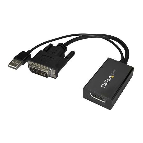 Adapter AV StarTech DVI-D - DisplayPort + USB-A czarny (DVI2DP2)