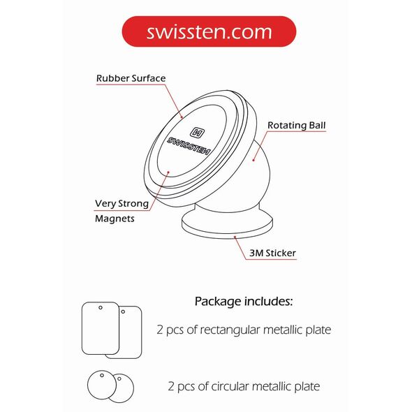 Swissten Uchwyt magnetyczny do samochodu S-GRIP M2