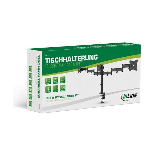 InLine Uchwyt biurkowy na 3 monitory 13" - 27" (23104B)