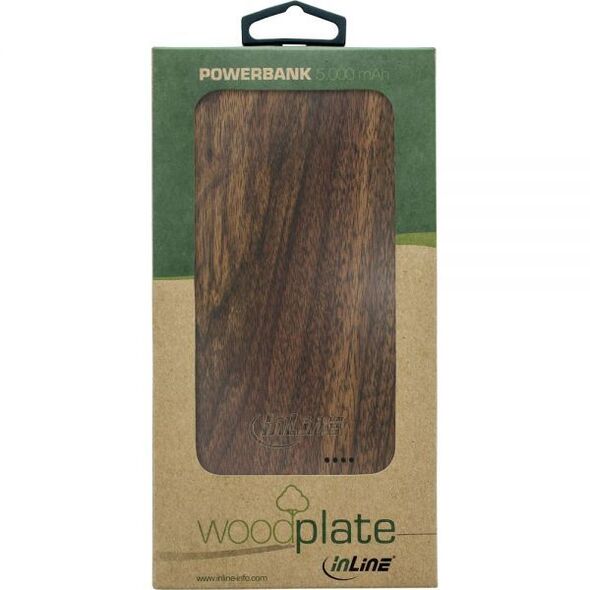 Powerbank InLine Woodplate 5000mAh Brązowy
