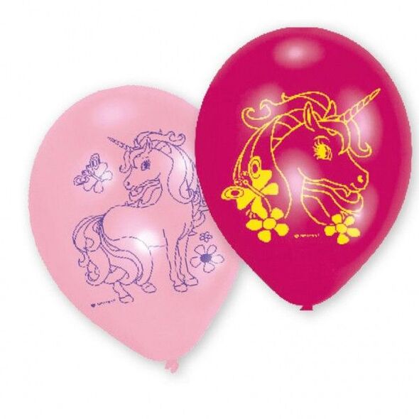 AMSCAN Balony lateksowe 22.8 cm Jednorożec 6 sztuk (9902112)