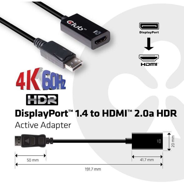 Kabel Club 3D DisplayPort - HDMI 0.2m czarny (CAC-1080)