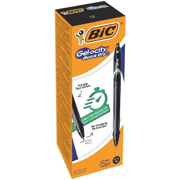 Bic Długopis żelowy Gelocity Czarny (12szt) BIC