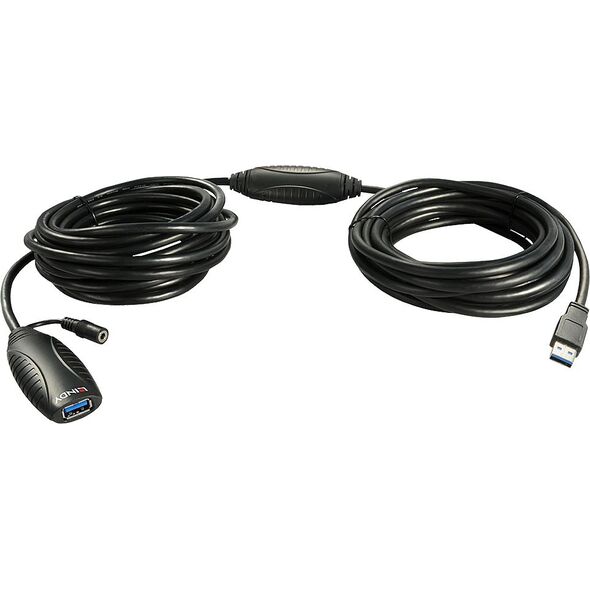 Kabel USB Lindy USB-A - 15 m Czarny (43099)