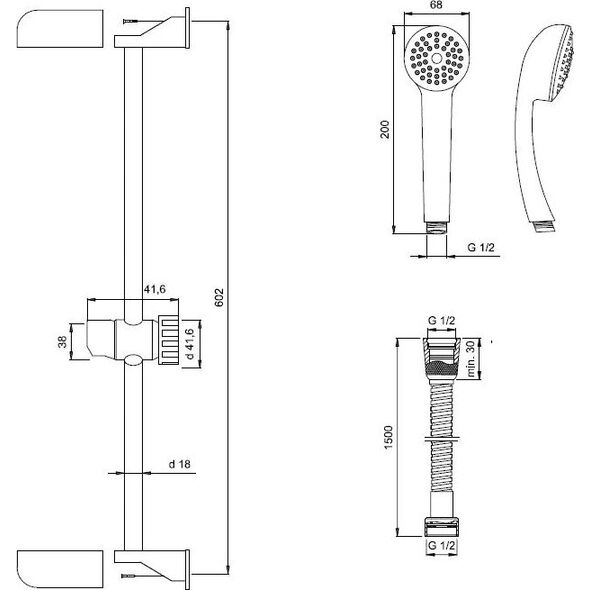 Zestaw prysznicowy Invena Ava New przesuwny chrom (AU-56-001-D)