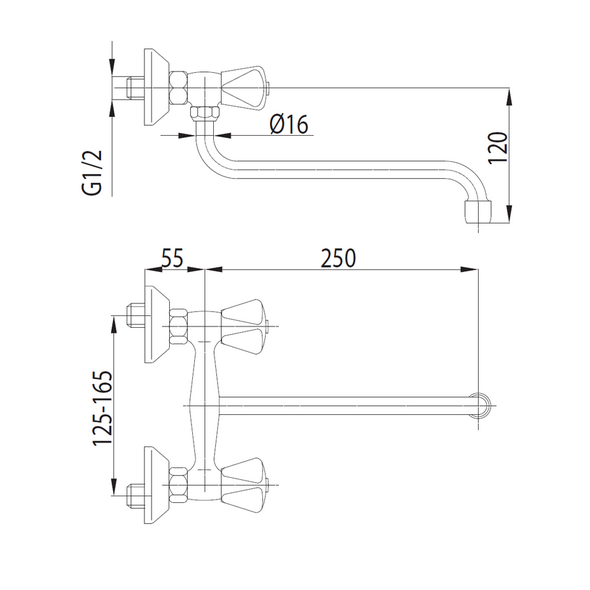 Bateria kuchenna KFA Standard ścienna chrom (300-610-00)