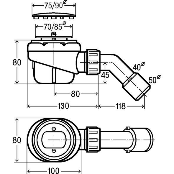 Syfon Viega Syfon brodzikowy Domoplex z pokrywą 52mm chrom (126582)