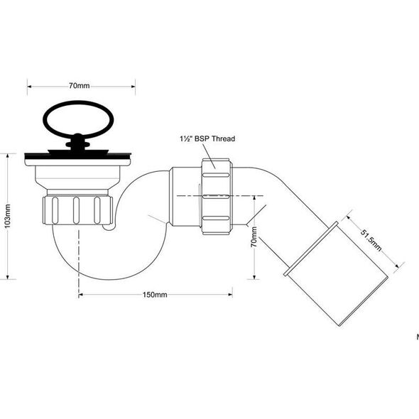Syfon McAlpine Syfon brodzikowy z sitkiem i korkiem gumowym 52mm chrom (HC25-POL)