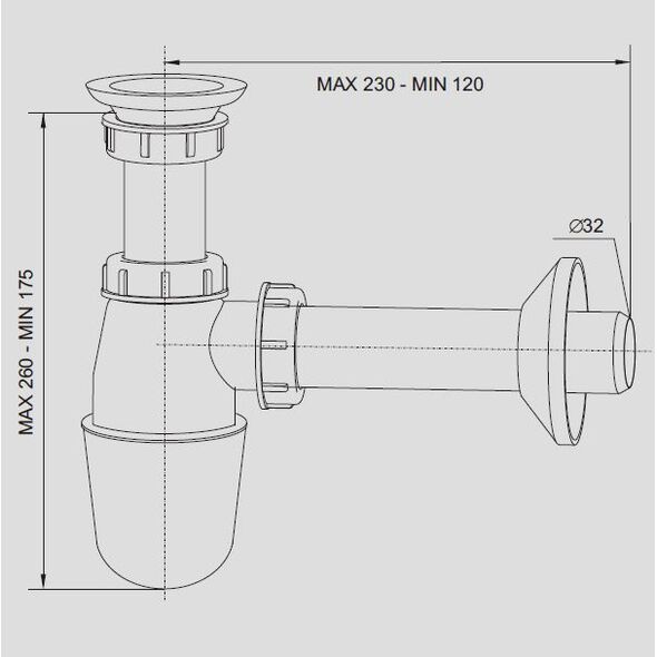 Syfon Rawiplast butelkowy 5/4" DN32 biały (A110M32)