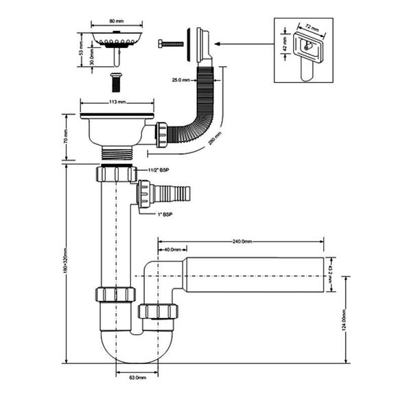 Syfon McAlpine Syfon rurowy pojedynczy 1,5" (HC7+FSW50PR)