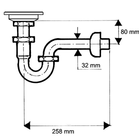 Syfon McAlpine rurowy 5/4" DN32 chrom (215+255CB)