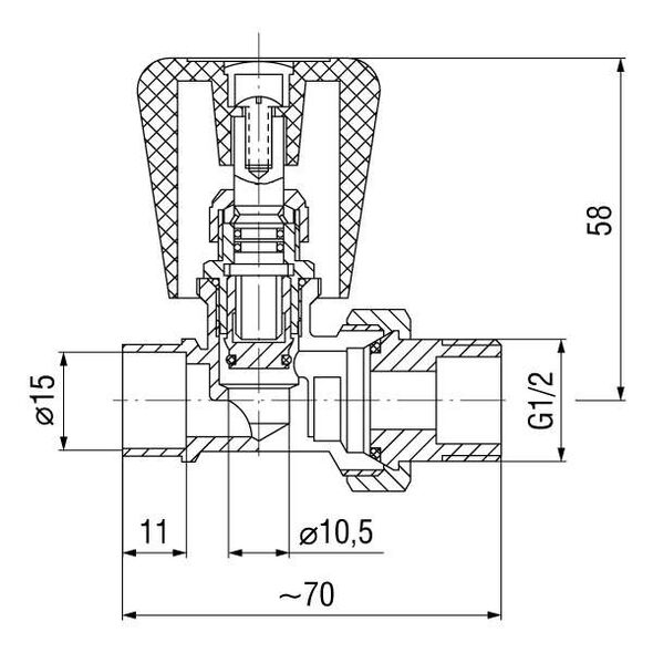 Ferro Zawór grzejnikowy prosty 1/2" ZG2LY