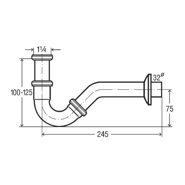 Syfon Viega rurowy 5/4" chrom (103781)