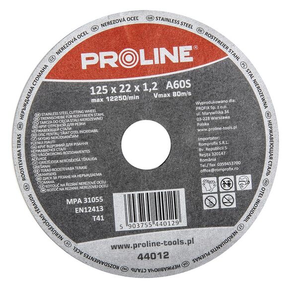 Pro-Line Tarcza do cięcia stali kwasoodpornej T41 115x1mm A60S - 44013