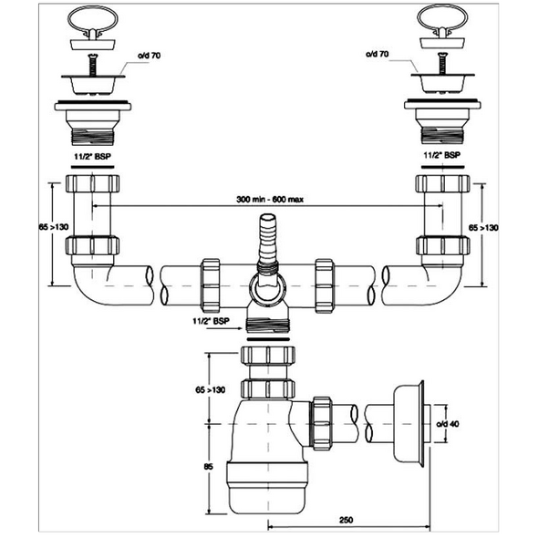 Syfon McAlpine Syfon butelkowy podwójny 1,5" (CDBAWW-P)